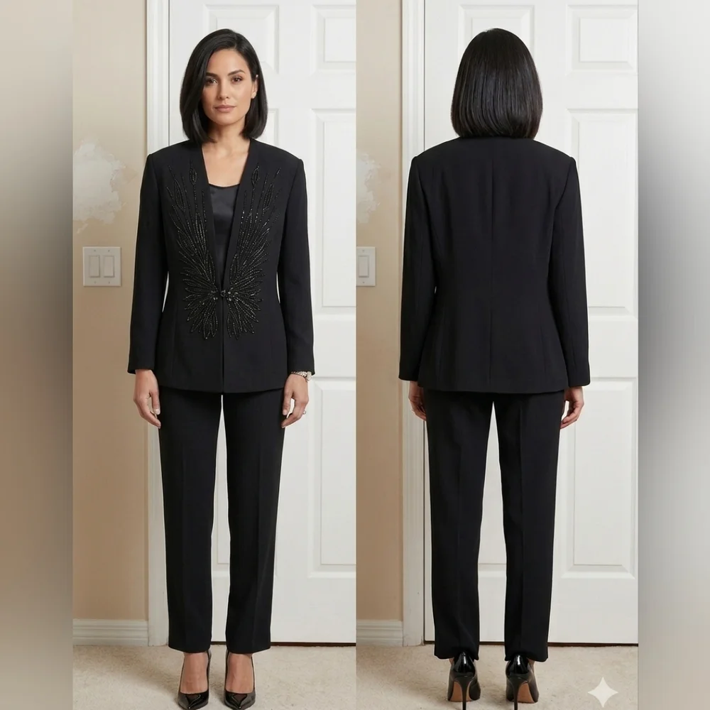 Night Studio New York Women's Vintage Beaded‎ Black Jacket in Size 14